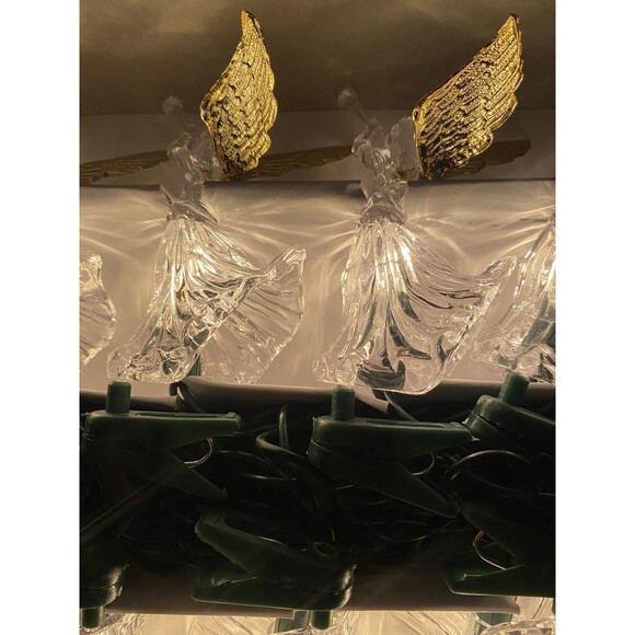 Vtg Sterling 10 Light Angel Set w Gold Wings & Clips Christmas Tree Lights NIB - Picture 3 of 7